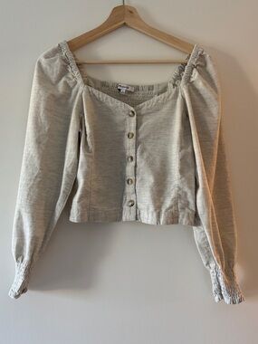 Madewell Corduroy Sweetheart Smocked-Back Top